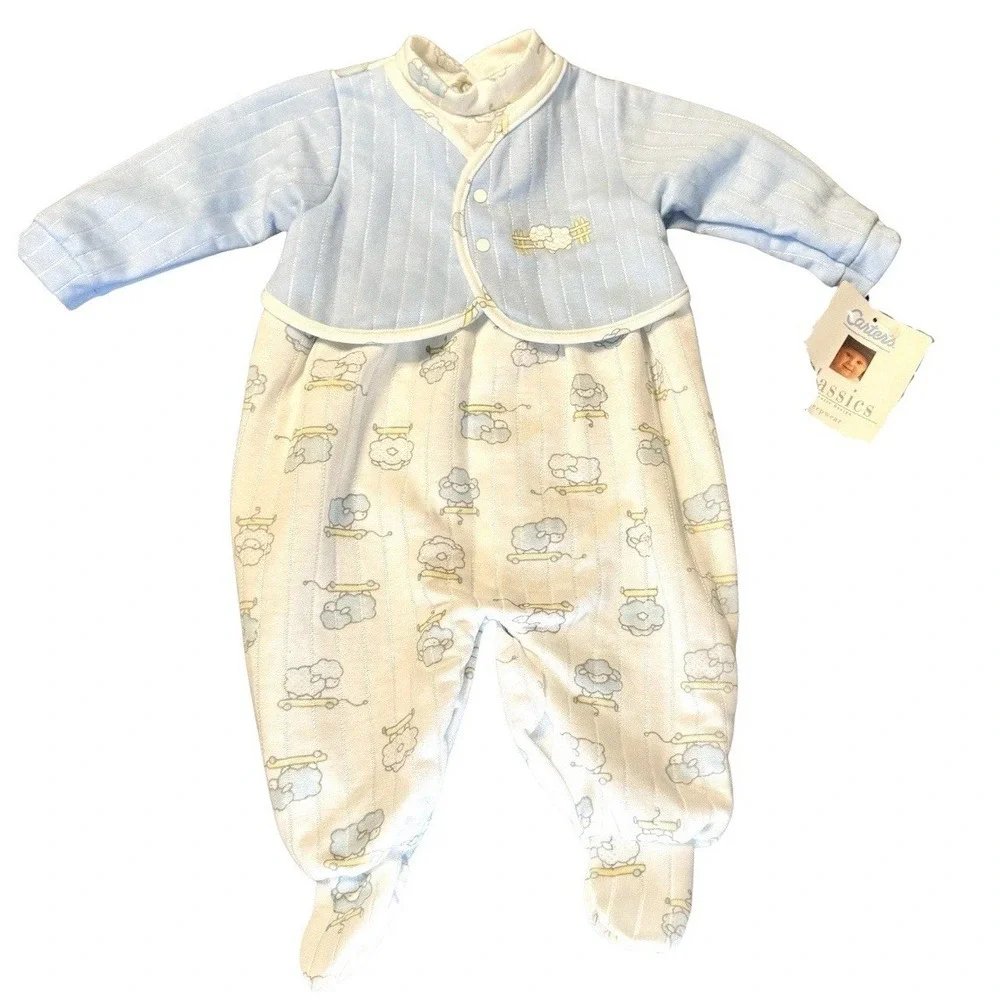 Vintage Carter's Baby Sleepwear 3-6M Footed Pajamas Soft One‎ Piece 90s NWT